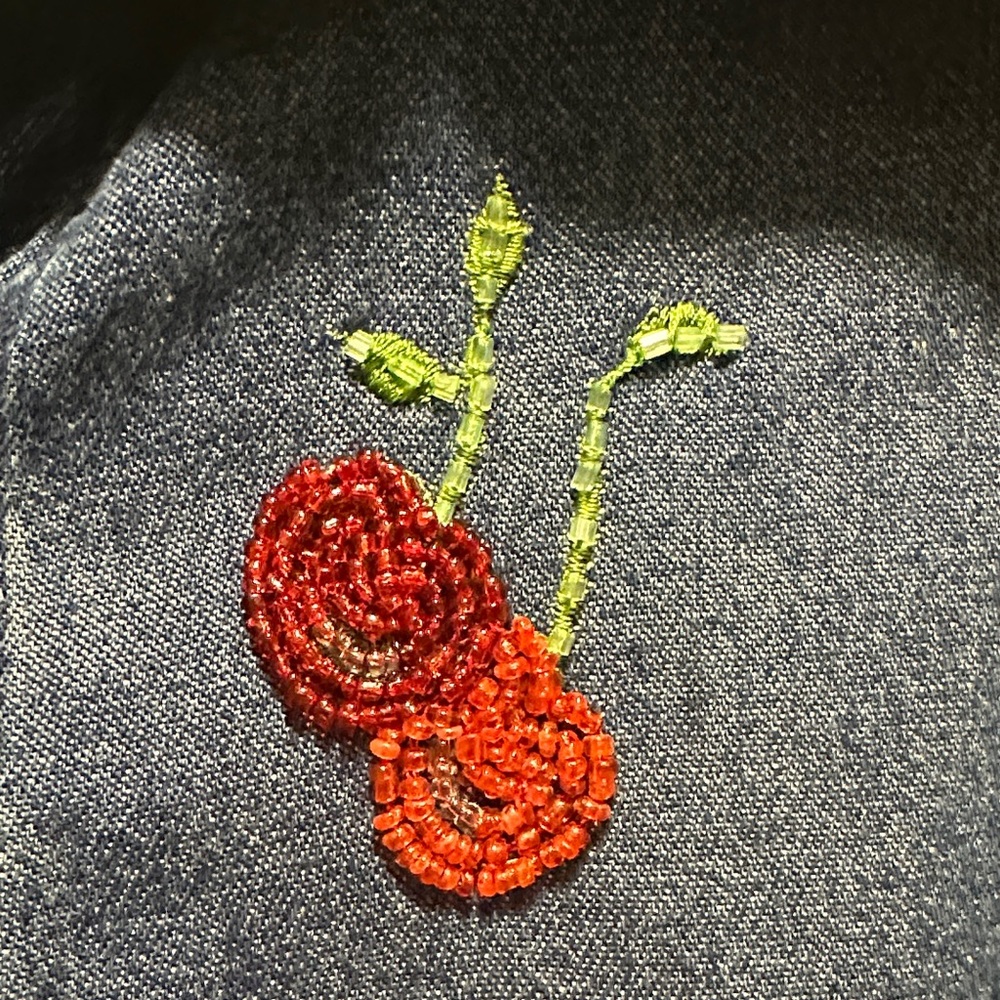 Quacker Factory Blue Denim Shirt with Embroidery - Picture 3 of 6
